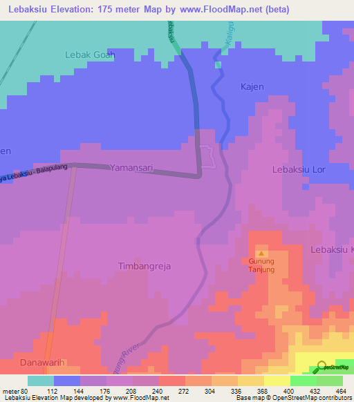 Lebaksiu,Indonesia Elevation Map