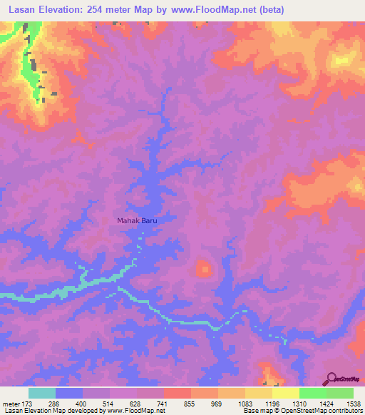 Lasan,Indonesia Elevation Map