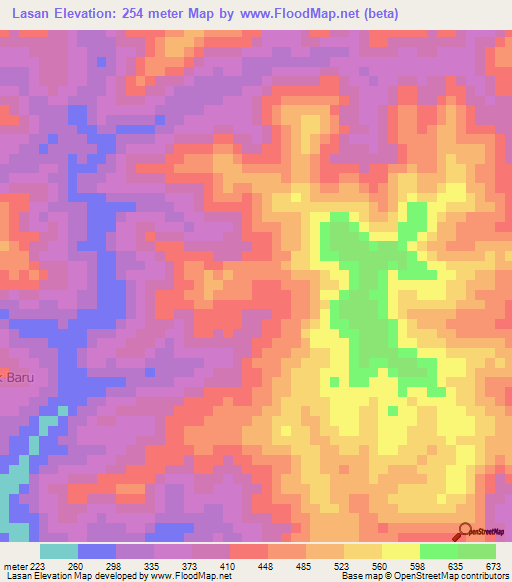 Lasan,Indonesia Elevation Map