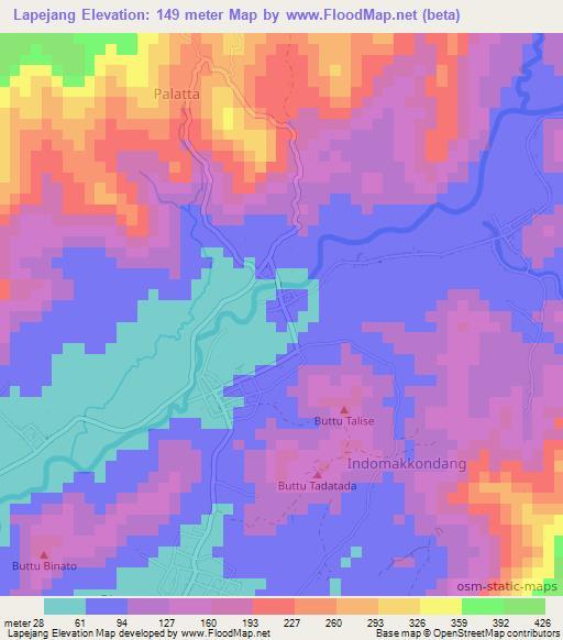 Lapejang,Indonesia Elevation Map