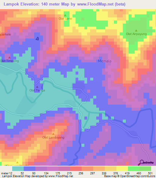 Lampok,Indonesia Elevation Map