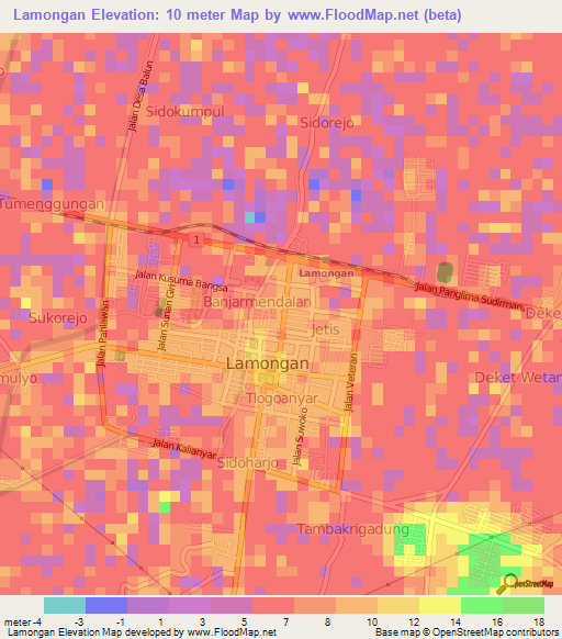 Lamongan,Indonesia Elevation Map