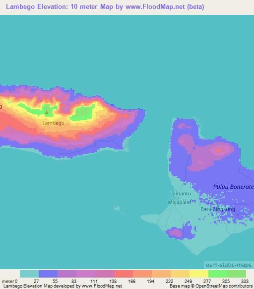 Lambego,Indonesia Elevation Map