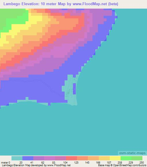 Lambego,Indonesia Elevation Map