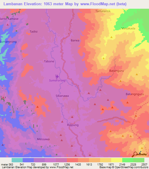 Lambanan,Indonesia Elevation Map