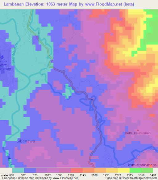 Lambanan,Indonesia Elevation Map