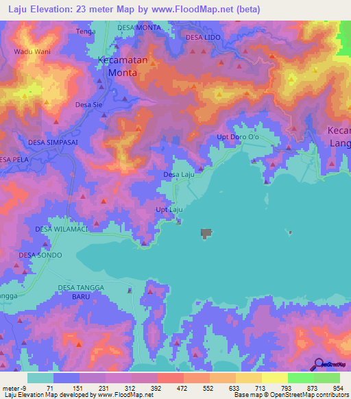 Laju,Indonesia Elevation Map