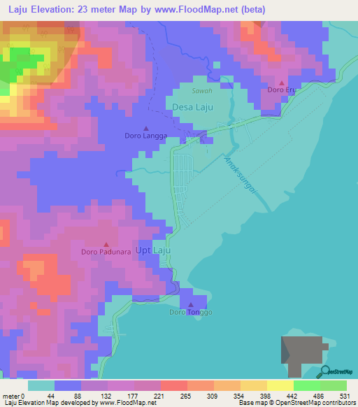 Laju,Indonesia Elevation Map