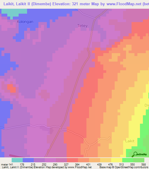 Laikit, Laikit II (Dimembe),Indonesia Elevation Map