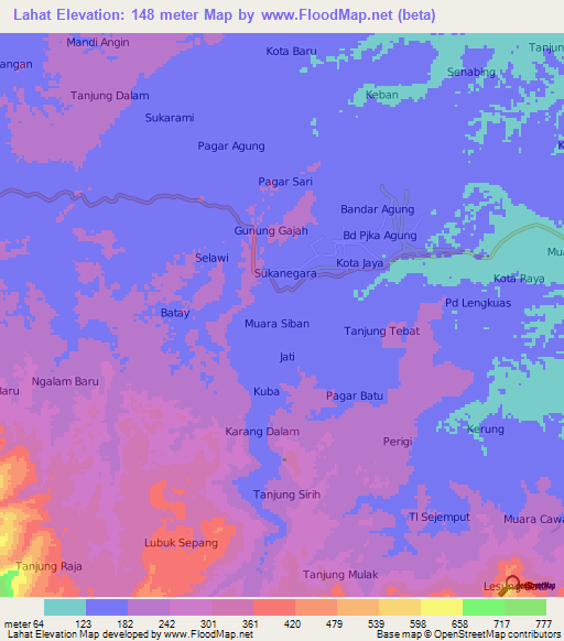 Lahat,Indonesia Elevation Map