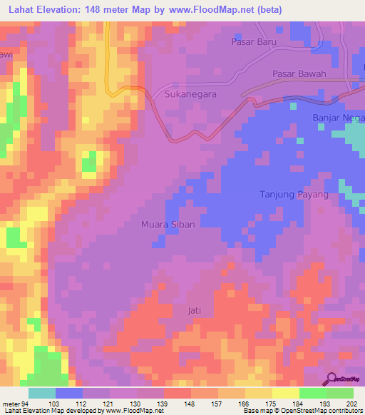 Lahat,Indonesia Elevation Map