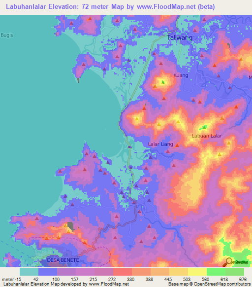 Labuhanlalar,Indonesia Elevation Map