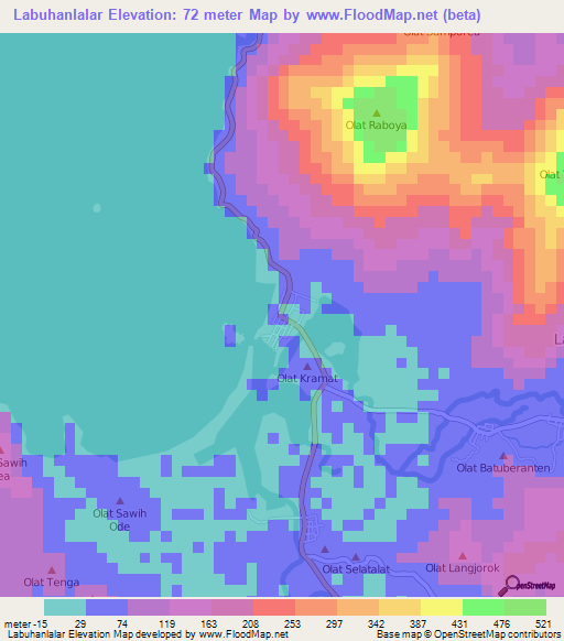 Labuhanlalar,Indonesia Elevation Map