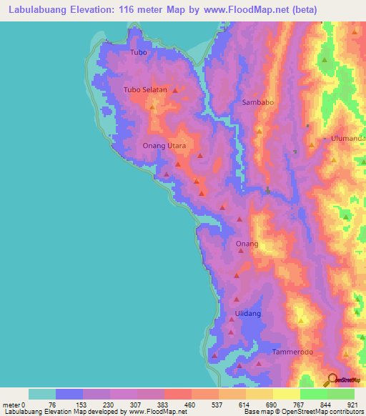 Labulabuang,Indonesia Elevation Map