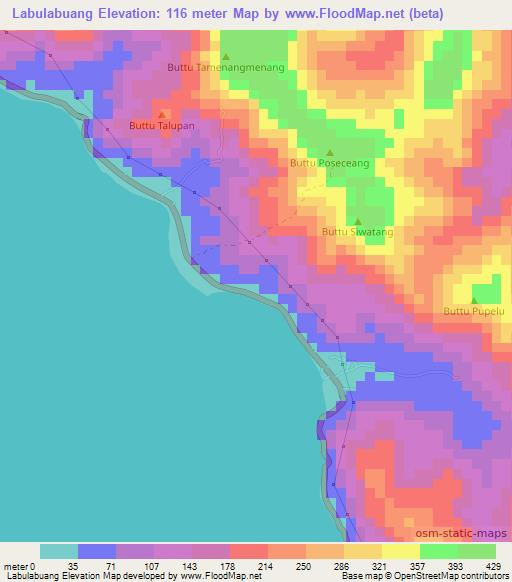 Labulabuang,Indonesia Elevation Map