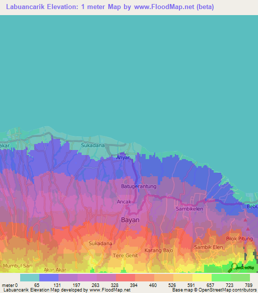 Labuancarik,Indonesia Elevation Map