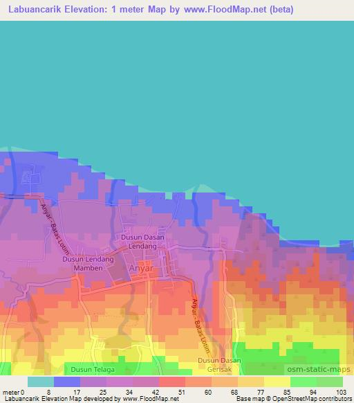 Labuancarik,Indonesia Elevation Map