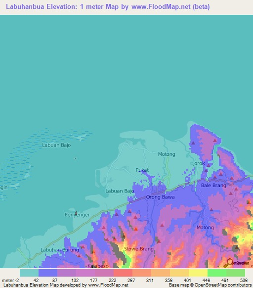 Labuhanbua,Indonesia Elevation Map