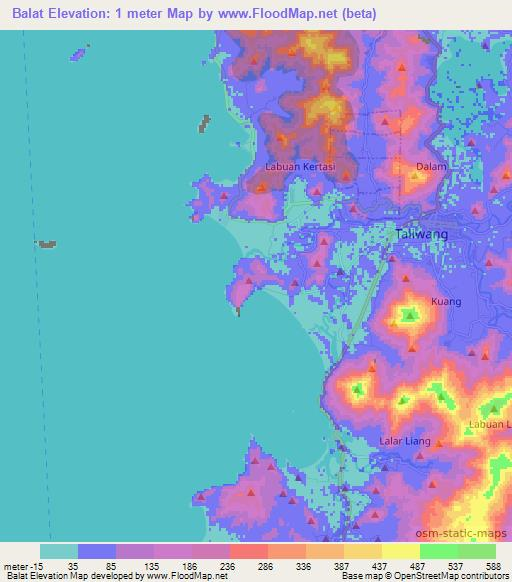 Balat,Indonesia Elevation Map