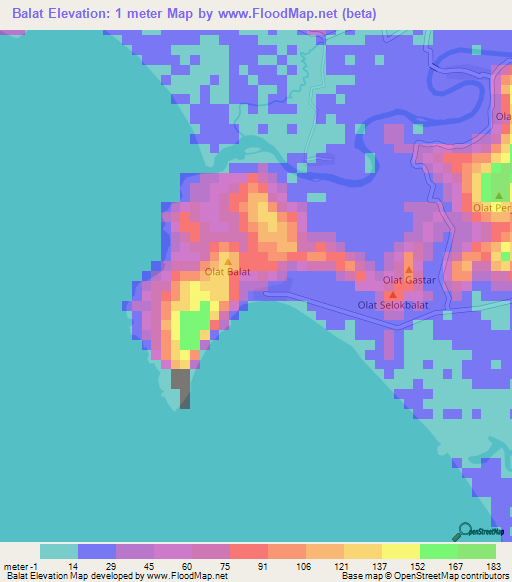 Balat,Indonesia Elevation Map