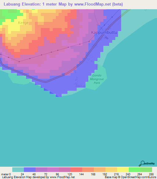 Labuang,Indonesia Elevation Map