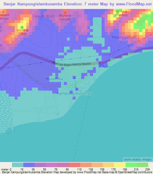 Banjar Kampungislamkusamba,Indonesia Elevation Map