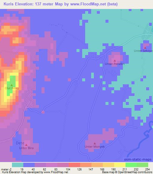 Kuris,Indonesia Elevation Map