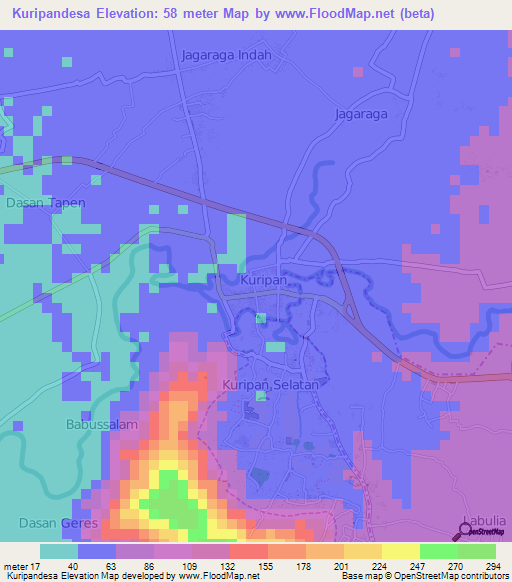 Kuripandesa,Indonesia Elevation Map