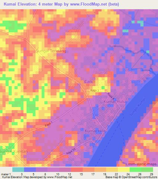 Kumai,Indonesia Elevation Map