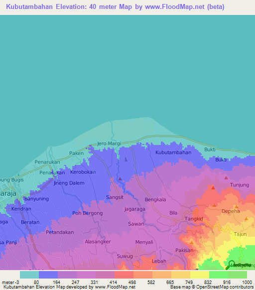 Kubutambahan,Indonesia Elevation Map