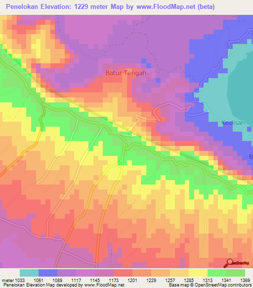 Penelokan,Indonesia Elevation Map