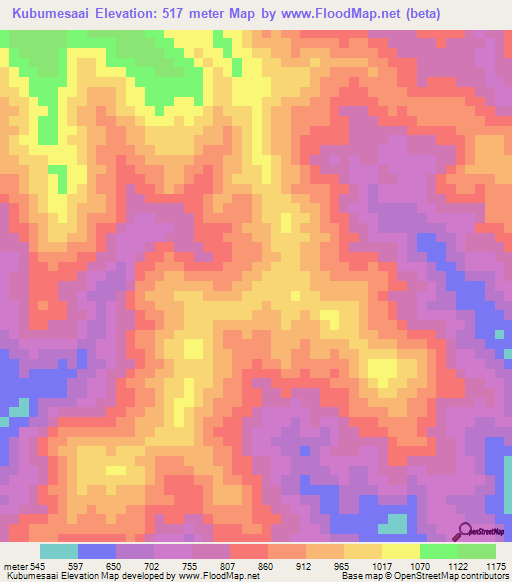 Kubumesaai,Indonesia Elevation Map