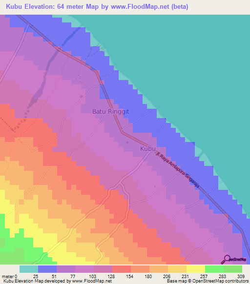 Kubu,Indonesia Elevation Map