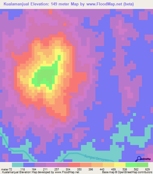 Kualamanjual,Indonesia Elevation Map