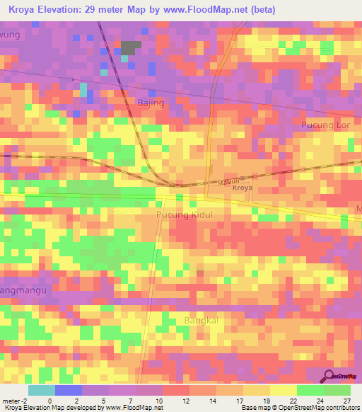 Kroya,Indonesia Elevation Map