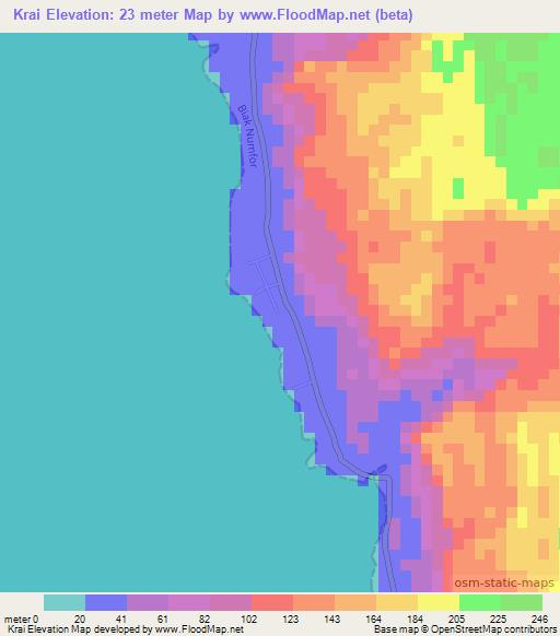 Krai,Indonesia Elevation Map