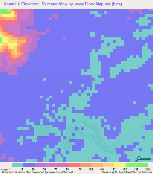 Kotadaik,Indonesia Elevation Map