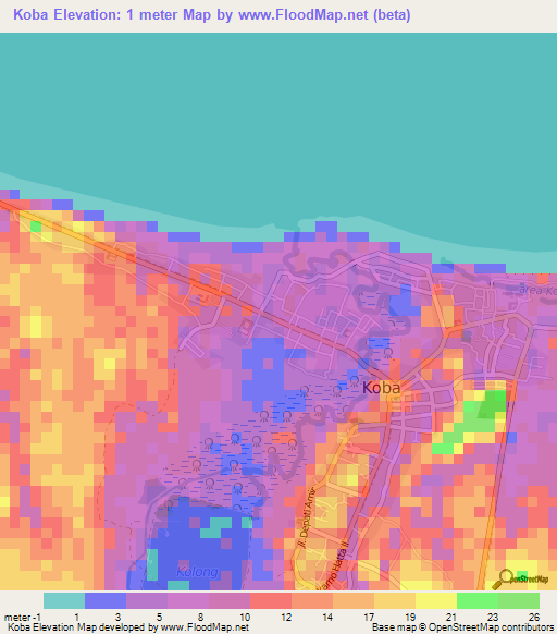 Koba,Indonesia Elevation Map