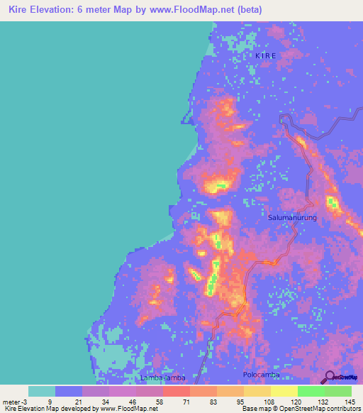 Kire,Indonesia Elevation Map