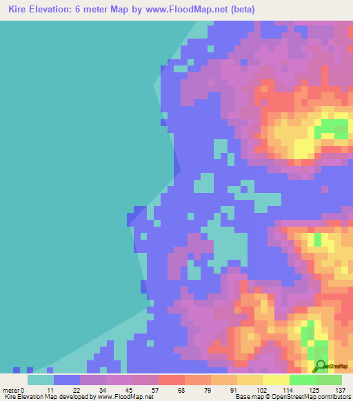 Kire,Indonesia Elevation Map