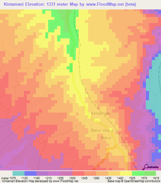 Kintamani,Indonesia Elevation Map