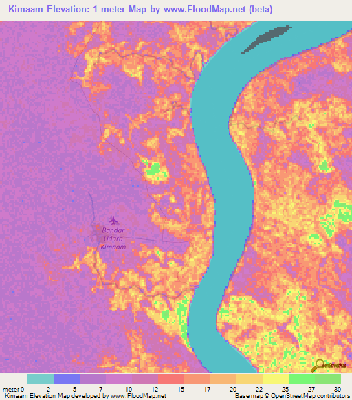 Kimaam,Indonesia Elevation Map