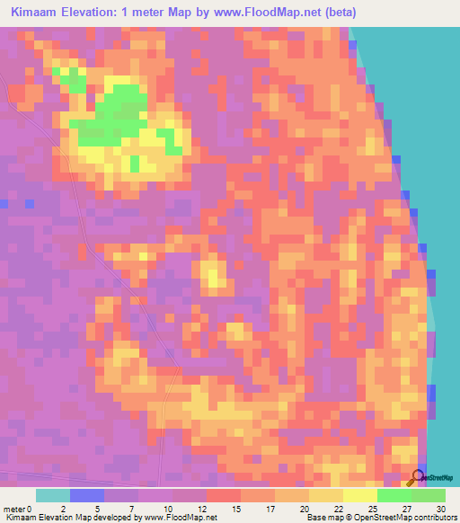 Kimaam,Indonesia Elevation Map