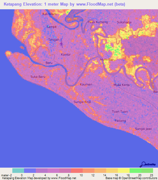 Ketapang,Indonesia Elevation Map