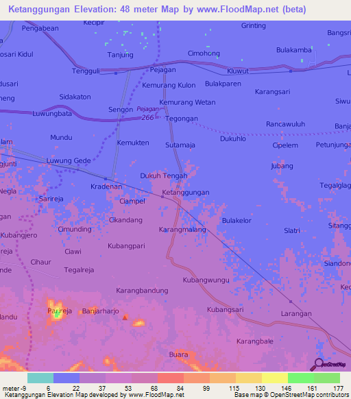 Ketanggungan,Indonesia Elevation Map