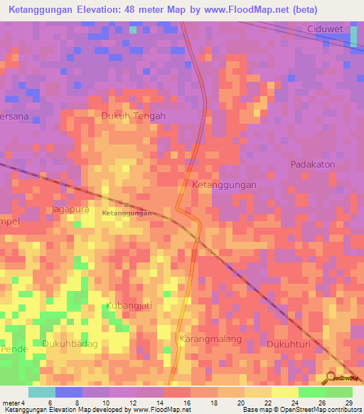 Ketanggungan,Indonesia Elevation Map