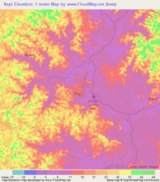 Kepi,Indonesia Elevation Map