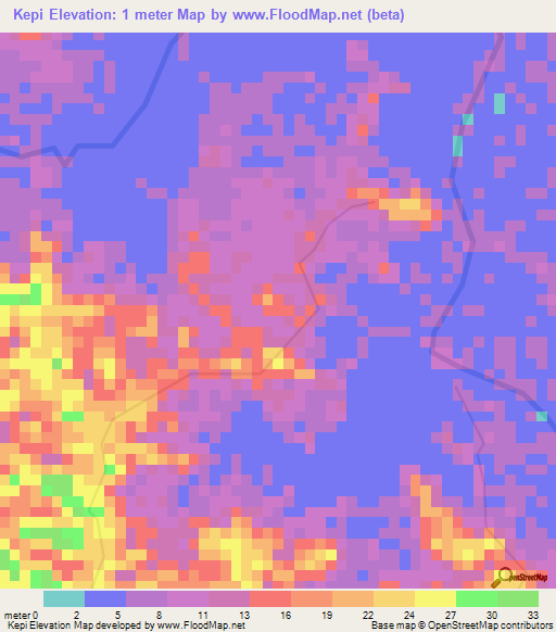 Kepi,Indonesia Elevation Map