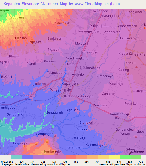 Kepanjen,Indonesia Elevation Map