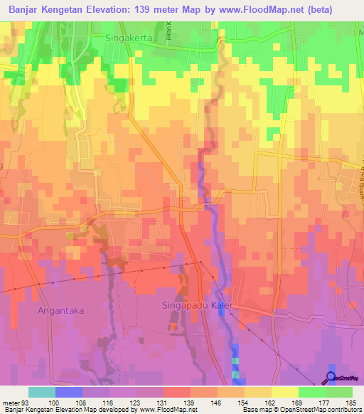 Banjar Kengetan,Indonesia Elevation Map